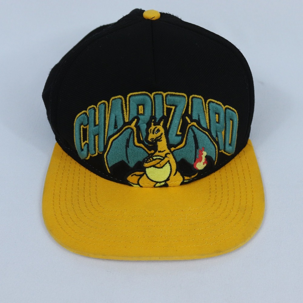 Pokemon 2016 Charizard Snapback Hat Black Yellow Embroidered Cap READ